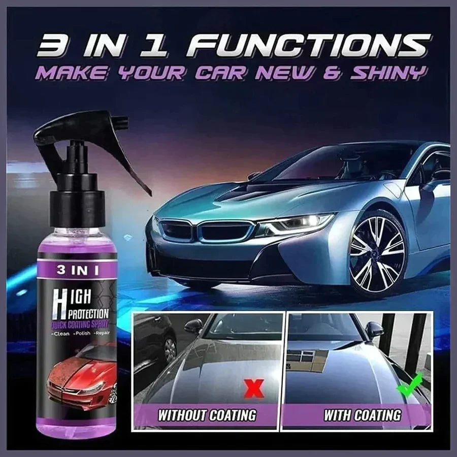 3 in 1 High Protection Quick Car Ceramic Coating Spray - Car Wax Polish Spray (Pack of 2)