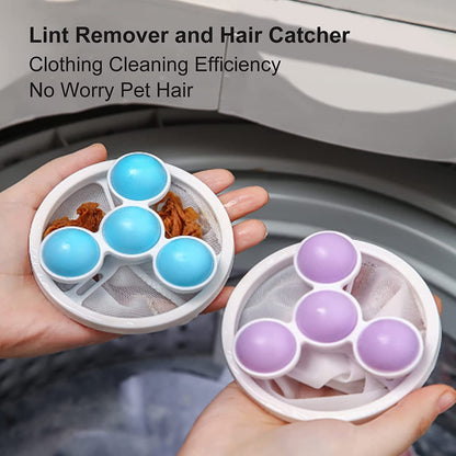 Washing Machine Floating Lint Mesh Bag Hair Filter Laundry Ball Floating Hair Catcher (Pack of 3)