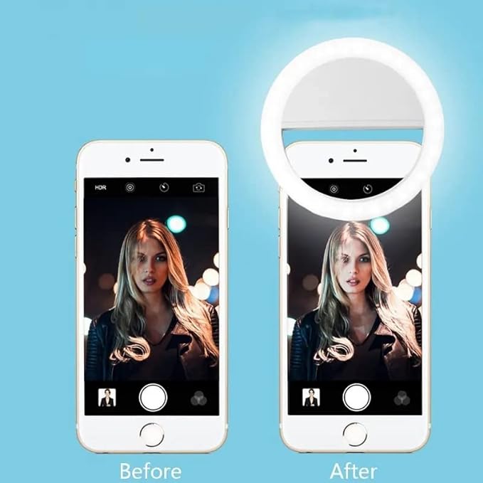 Portable LED Ring Selfie Light for All Smartphones with 3 Level of Brightness